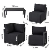 Alfresco Contemporary All-Weather Lounge Set - Charcoal Grey V264-OTF-543A-DGR-7PC