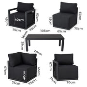 Alfresco 7-Seat Garden Lounge Set - Charcoal Grey V264-OTF-543A-DGR-8PC