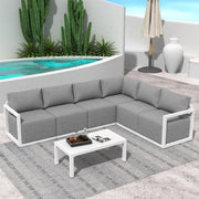 Alfresco Contemporary All-Weather Lounge Set - White V264-OTF-543A-WHE-7PC