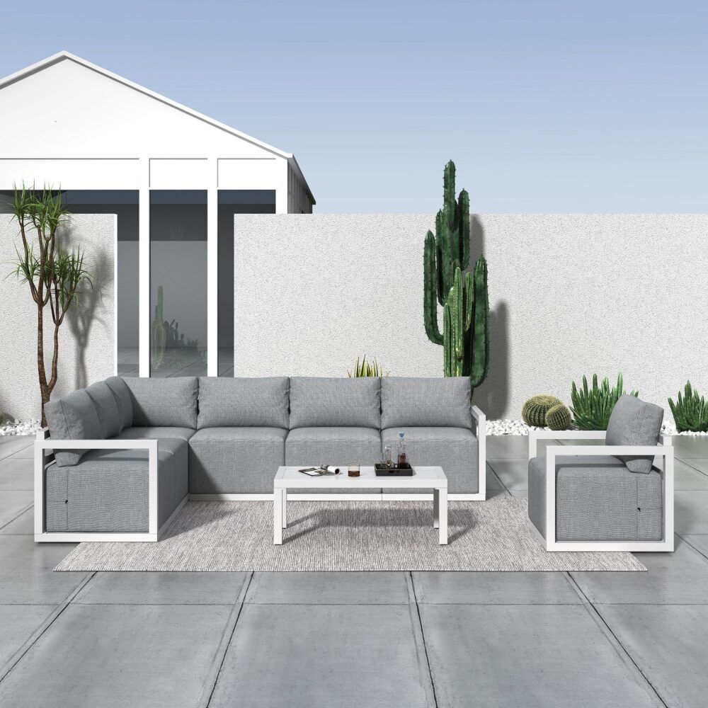 Alfresco 7-Seat Garden Lounge Set - White V264-OTF-543A-WHE-8PC
