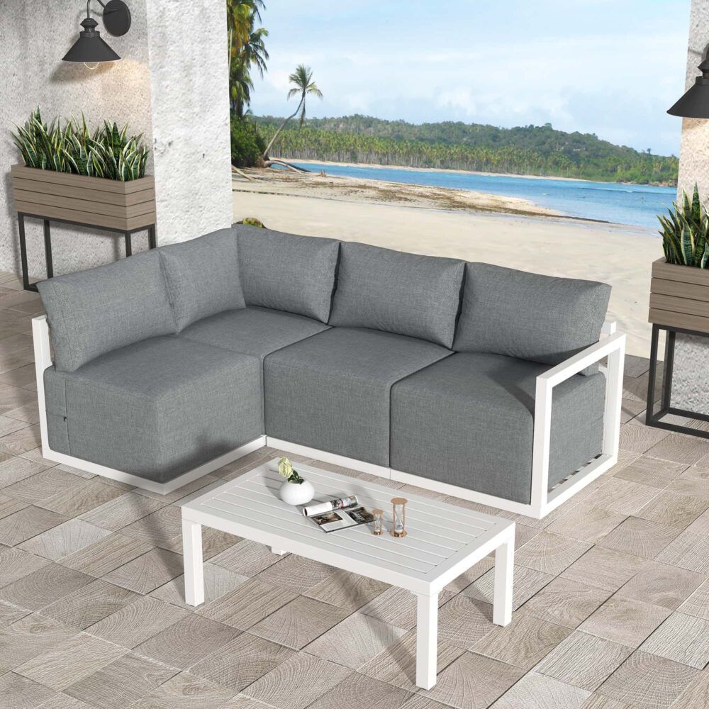 Four-Seat Alfresco Harmony Set - White V264-OTF-543A-WHE-N5PC