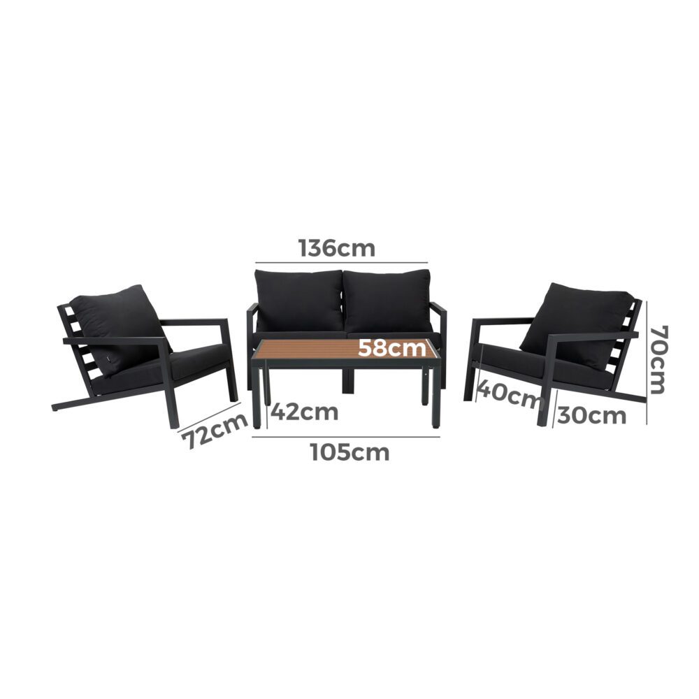 Aidan Garden Furniture Set in Slate Grey - 5 pieces V264-OTF-544A-DGR-5PC
