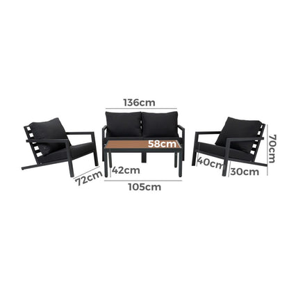Aidan Garden Furniture Set in Slate Grey - 5 pieces V264-OTF-544A-DGR-5PC