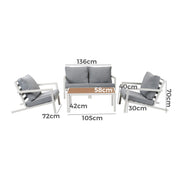 Aidan Garden Furniture Set in White - 5 pieces V264-OTF-544A-WHE-5PC