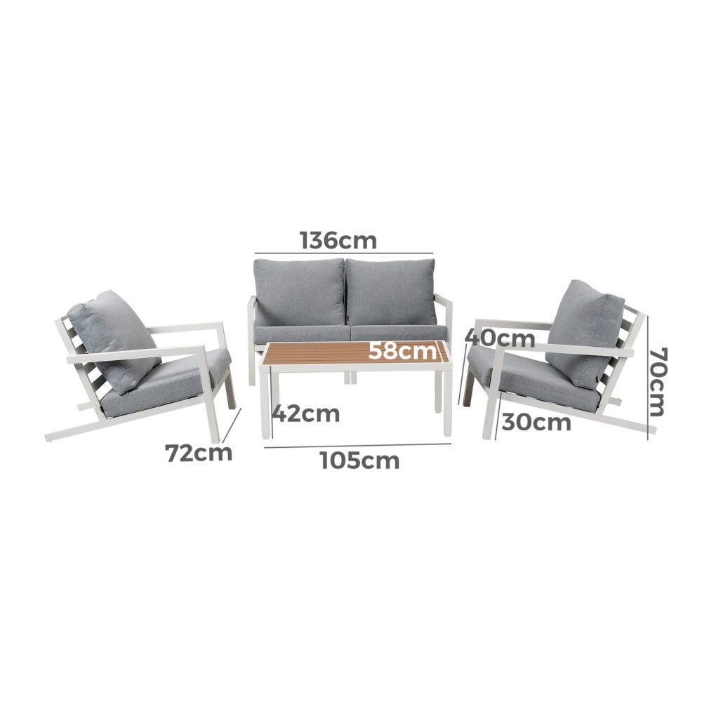 Aidan Garden Furniture Set in White - 5 pieces V264-OTF-544A-WHE-5PC