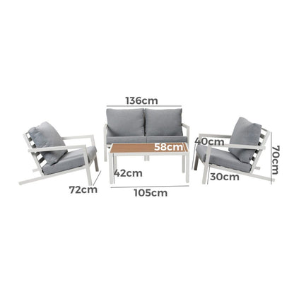 Aidan Garden Furniture Set in White - 5 pieces V264-OTF-544A-WHE-5PC