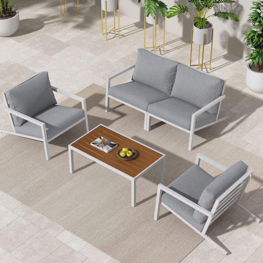Aidan Garden Furniture Set in White - 5 pieces V264-OTF-544A-WHE-5PC