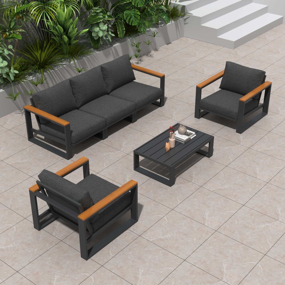5 Seater Grandeur Lounge Suite - Charcoal Grey V264-OTF-545A-DGR-6PC