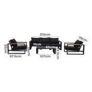 5 Seater Grandeur Lounge Suite - Charcoal Grey V264-OTF-545A-DGR-6PC