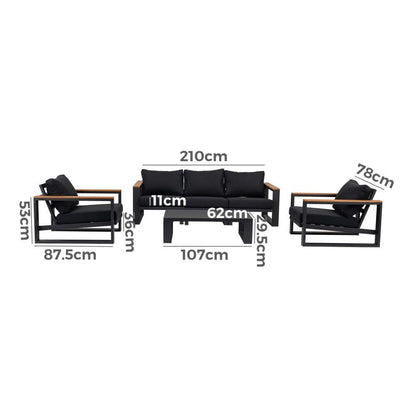 5 Seater Grandeur Lounge Suite - Charcoal Grey V264-OTF-545A-DGR-6PC