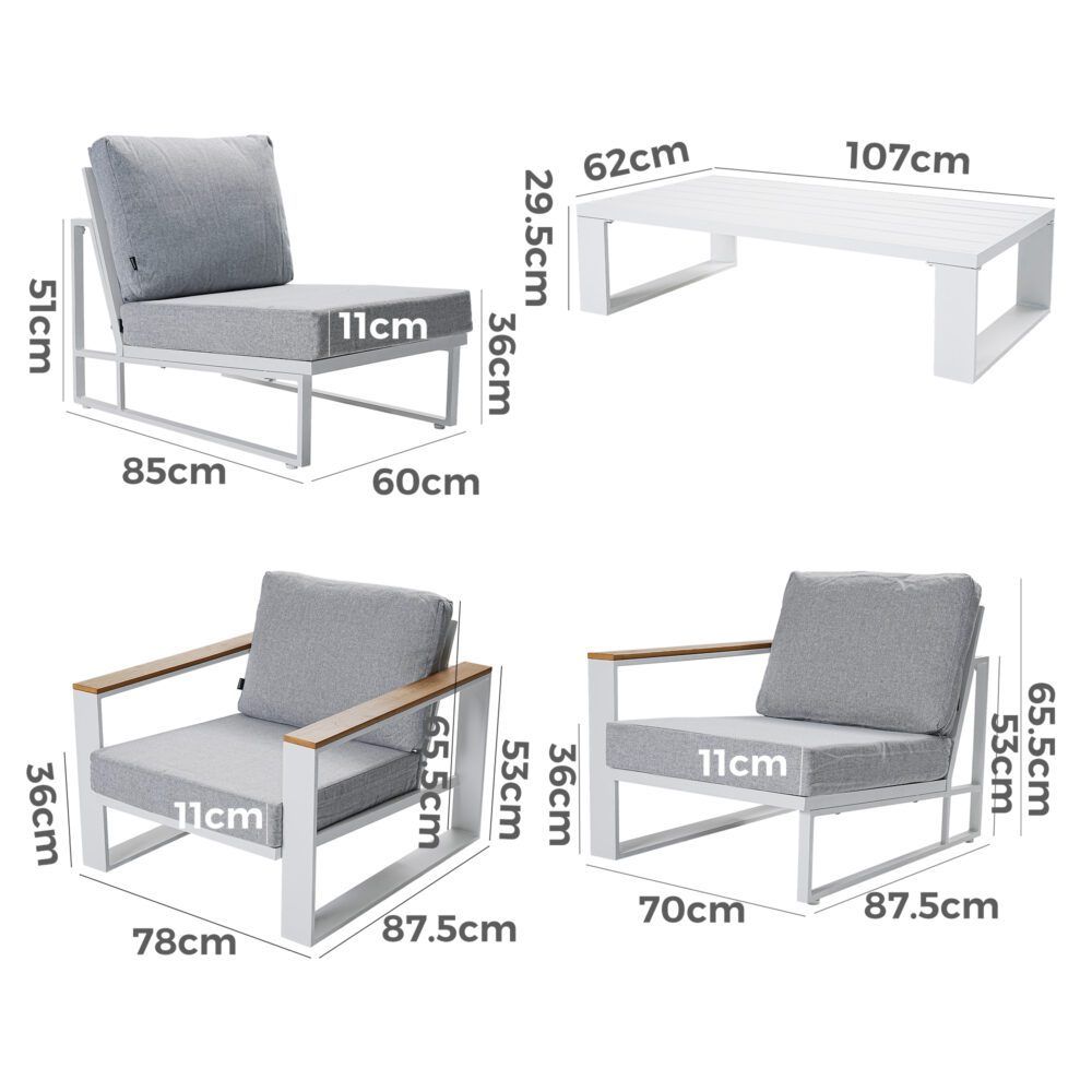5 Seater Grandeur Lounge Suite - White V264-OTF-545A-WHE-6PC