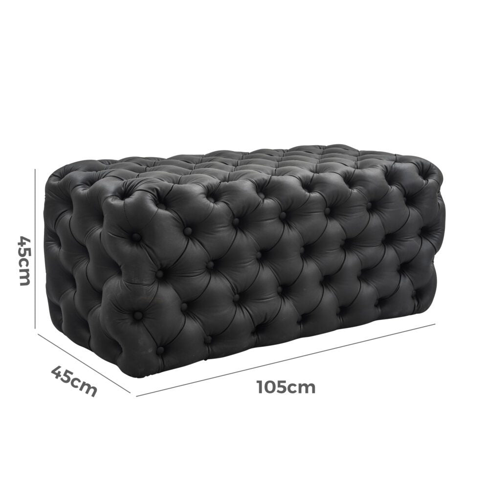 Black Leathaire Ottoman-Rectangular V264-OTM-801L-BLK-NA-1