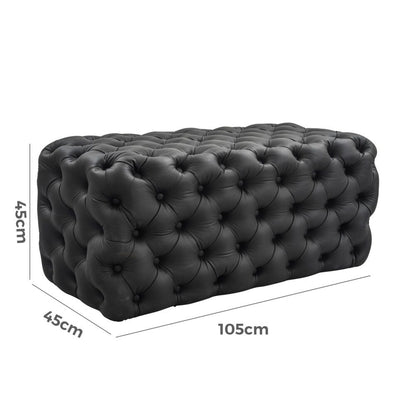 Black Leathaire Ottoman-Rectangular V264-OTM-801L-BLK-NA-1