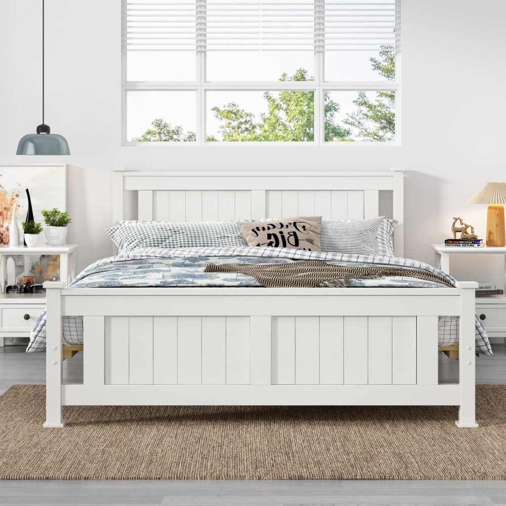 Dreamo White Solid Pine Double Bed Frame V264-STB-101P-WHE-DL