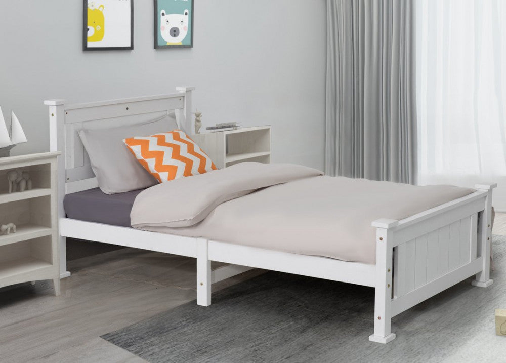 Double Solid Pine Timber Bed Frame-White V264-STB-101P-WHE-DL