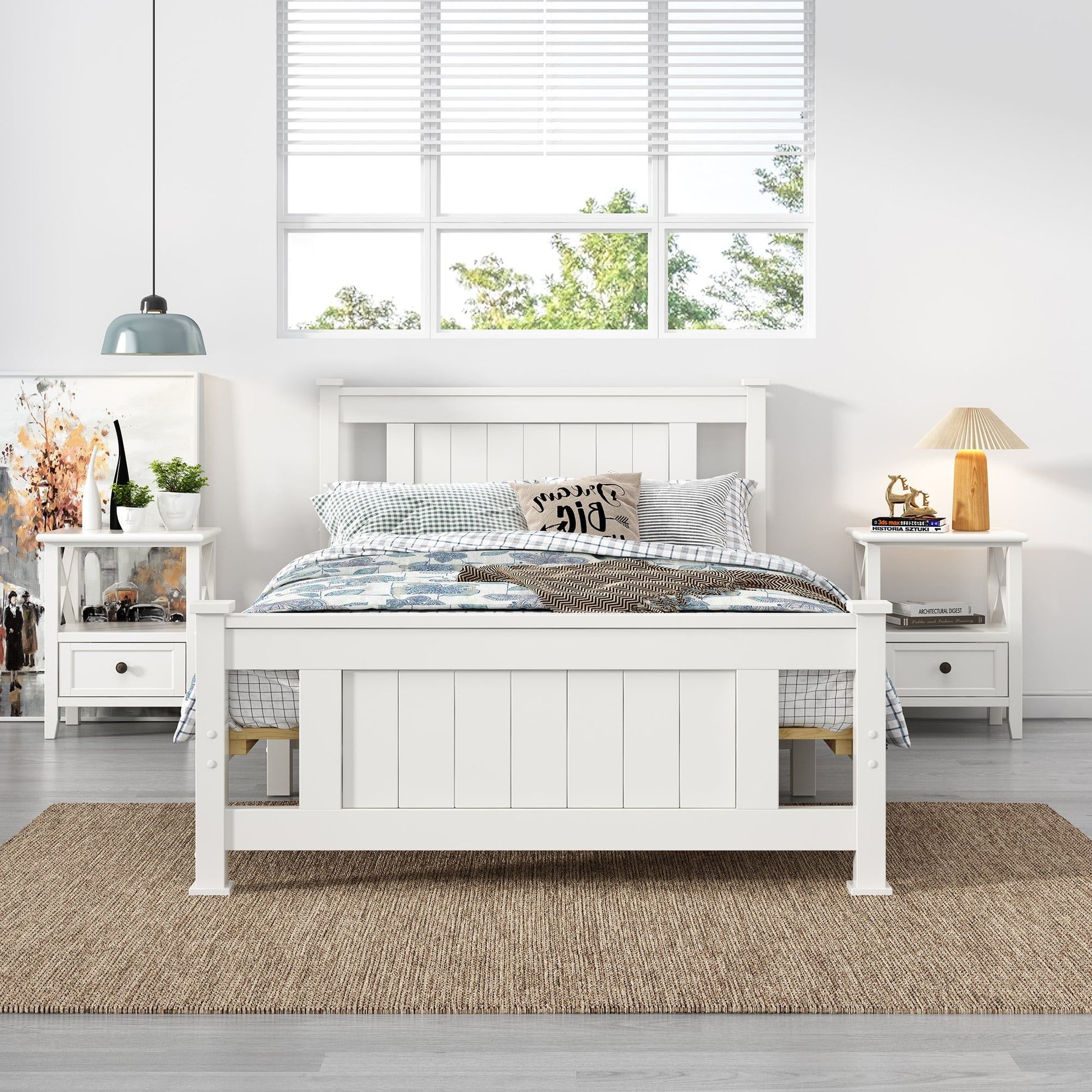 King Single Solid Pine Timber Bed Frame-White V264-STB-101P-WHE-KS