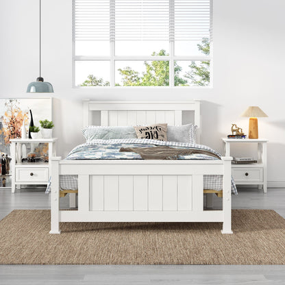 King Single Solid Pine Timber Bed Frame-White V264-STB-101P-WHE-KS