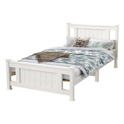 Single Solid Pine Timber Bed Frame-White V264-STB-101P-WHE-SL-1