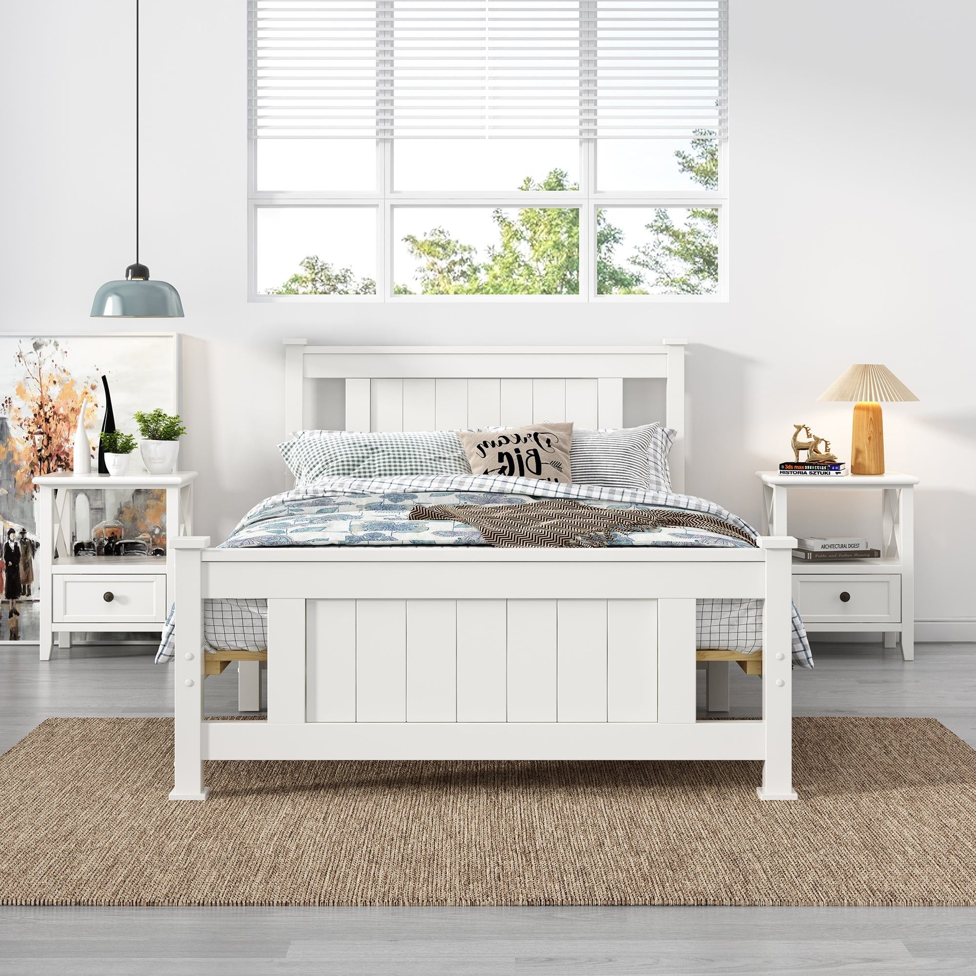Single Solid Pine Timber Bed Frame-White V264-STB-101P-WHE-SL-1