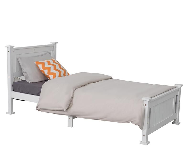 Single Solid Pine Timber Bed Frame-White V264-STB-101P-WHE-SL-1