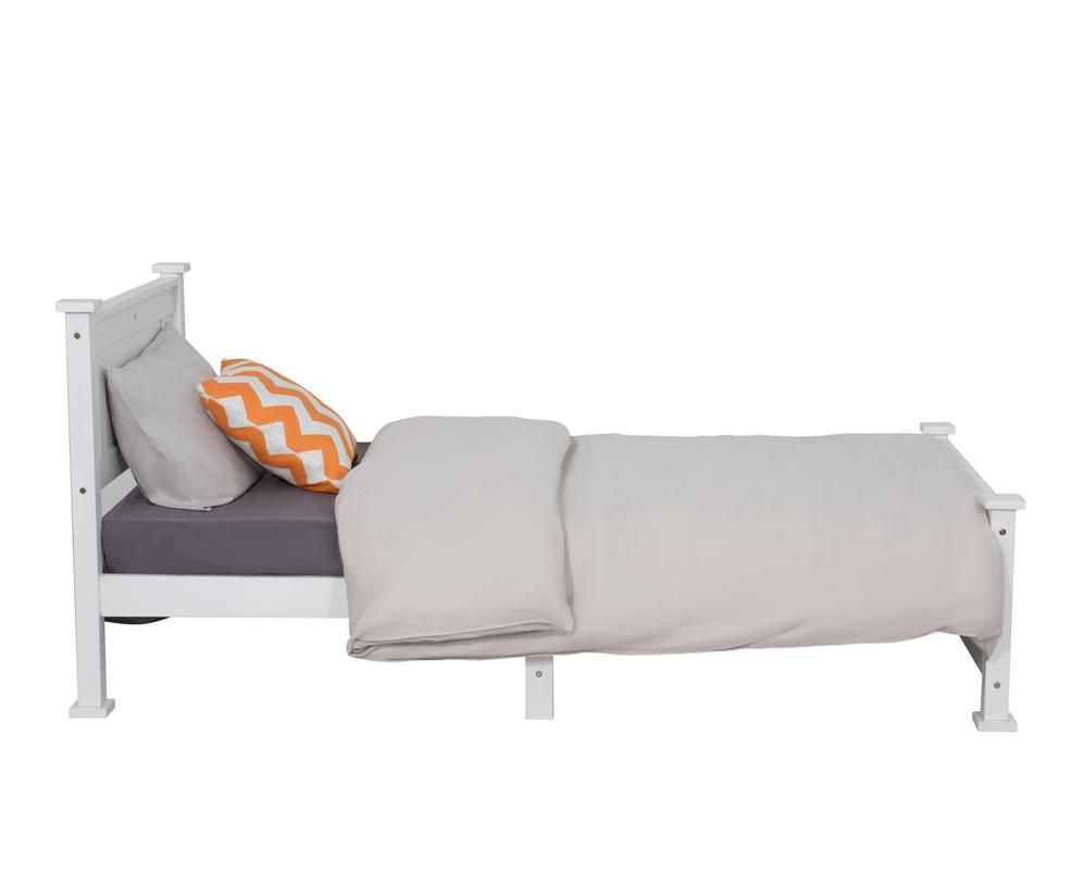Single Solid Pine Timber Bed Frame-White V264-STB-101P-WHE-SL-1