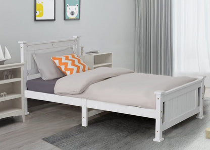 Single Solid Pine Timber Bed Frame-White V264-STB-101P-WHE-SL-1