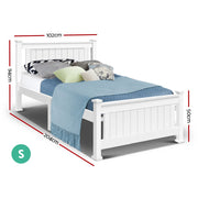 Single Solid Pine Timber Bed Frame-White V264-STB-101P-WHE-SL-1