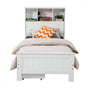 King Single Solid Pine Timber Bed Frame with Bookshelf Storage Headboard- White V264-STB-107P-WHE-KS