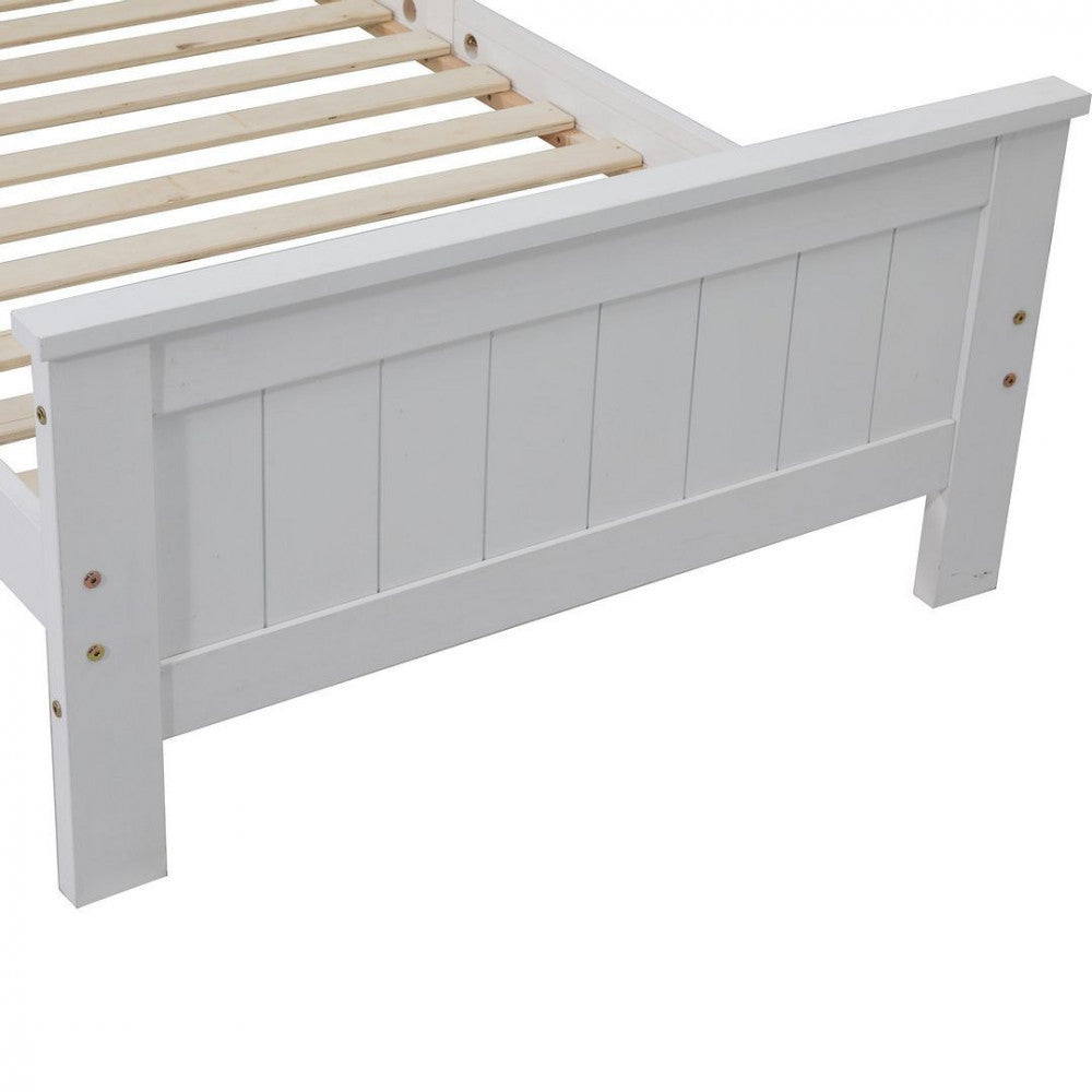 King Single Solid Pine Timber Bed Frame with Bookshelf Storage Headboard- White V264-STB-107P-WHE-KS
