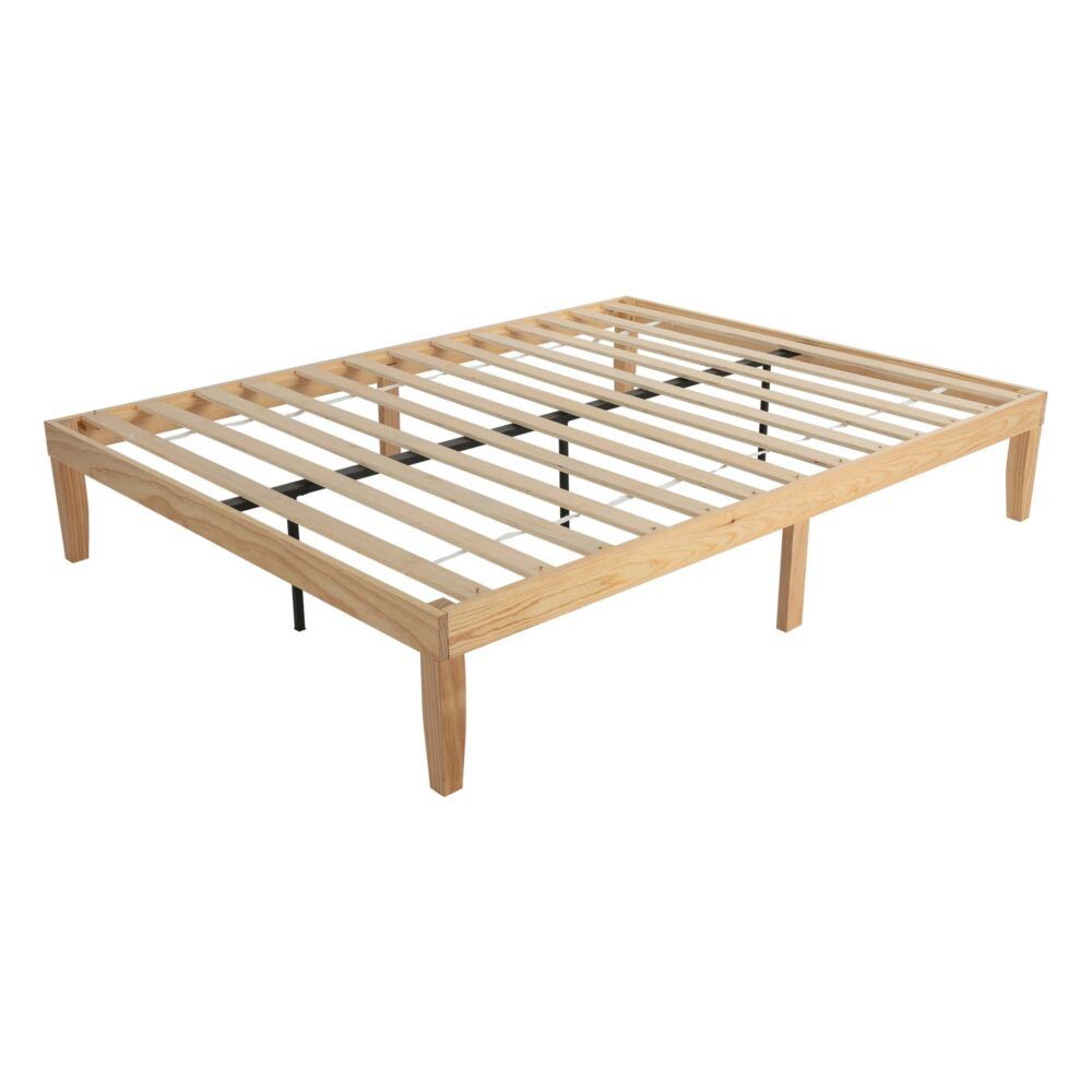 Warm Wooden Natural Bed Base Frame - Queen V264-STB-108P-NTR-QU-1