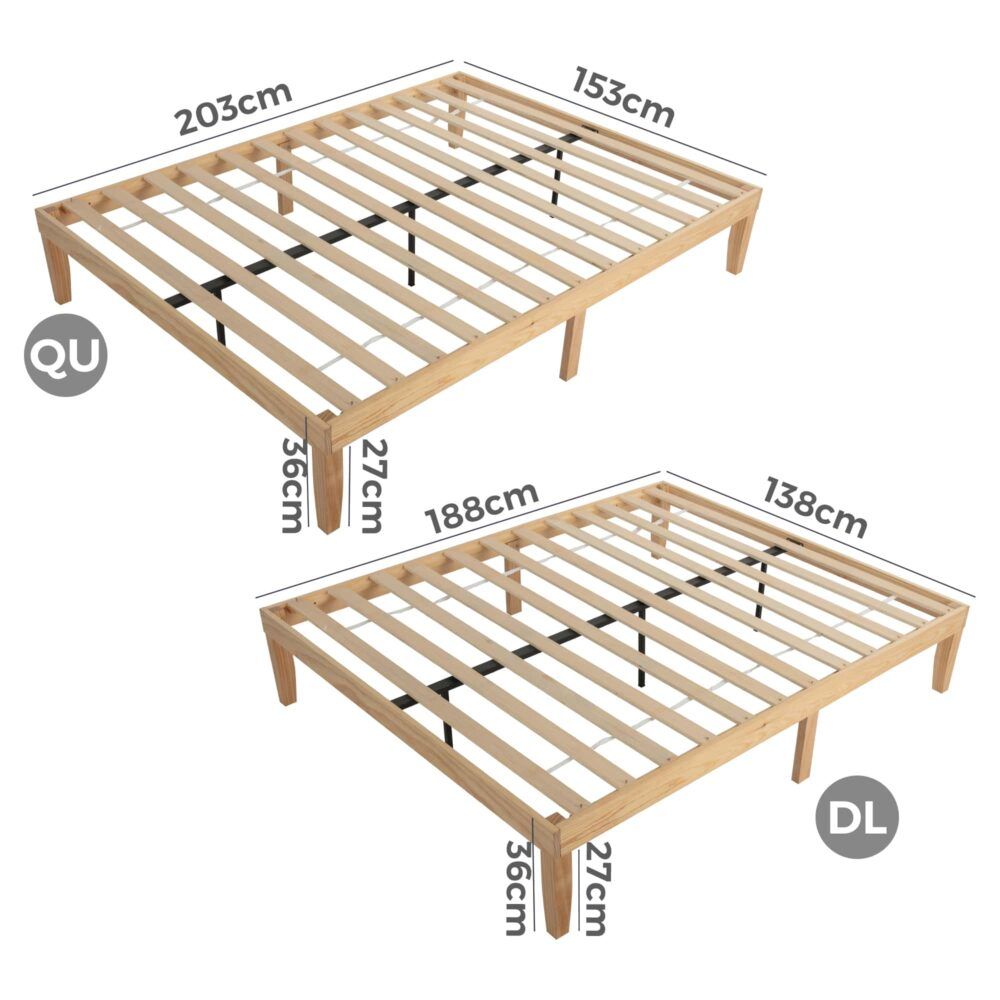 Warm Wooden Natural Bed Base Frame - Queen V264-STB-108P-NTR-QU-1