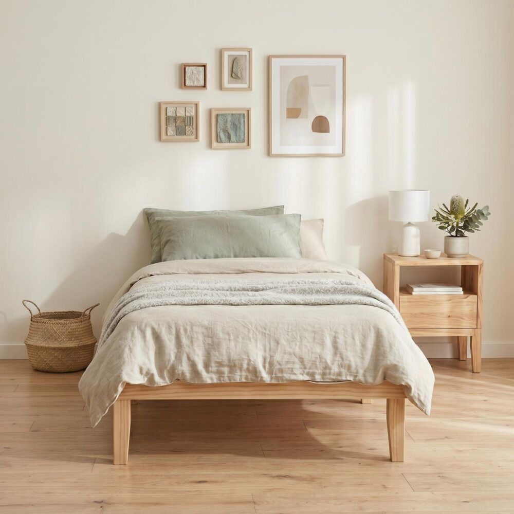 Single Size Warm Wooden Natural Bed Base Frame - Single V264-STB-108P-NTR-SL-1