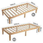 Single Size Warm Wooden Natural Bed Base Frame - Single V264-STB-108P-NTR-SL-1
