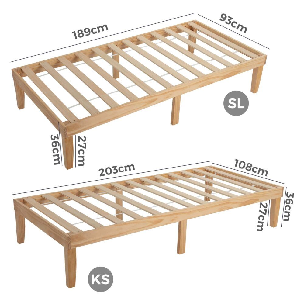 Single Size Warm Wooden Natural Bed Base Frame - Single V264-STB-108P-NTR-SL-1
