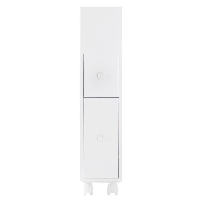 Removable Bathroom Side Cabinet Toilet Caddy with Storage Drawers- White V264-TAB-706C-WHE-NA-1