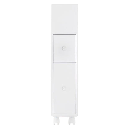 Removable Bathroom Side Cabinet Toilet Caddy with Storage Drawers- White V264-TAB-706C-WHE-NA-1