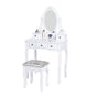 Carved Dressing Vanity Table Set with Mirror&Stool- White V264-TAB-707C-WHE-NA-1