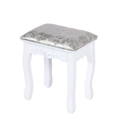 Carved Dressing Vanity Table Set with Mirror&Stool- White V264-TAB-707C-WHE-NA-1