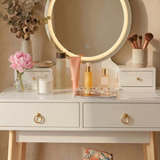 Dressing Vanity Table Stool Set with Make-up LED Lighted Mirror-White V264-TAB-708C-WHE-NA-1