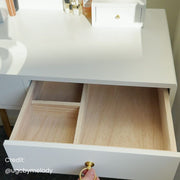 Dressing Vanity Table Stool Set with Make-up LED Lighted Mirror-White V264-TAB-708C-WHE-NA-1