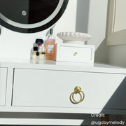 Dressing Vanity Table Stool Set with Make-up LED Lighted Mirror-White V264-TAB-708C-WHE-NA-1