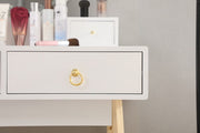 Dressing Vanity Table Stool Set with Make-up LED Lighted Mirror-White V264-TAB-708C-WHE-NA-1