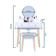 Dressing Vanity Table Stool Set with Make-up LED Lighted Mirror-White V264-TAB-708C-WHE-NA-1