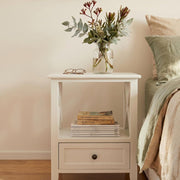 2-tier Bedside Table with Storage Drawer 2 PC Rustic White V264-TAB-710C-WHE-2PC-1