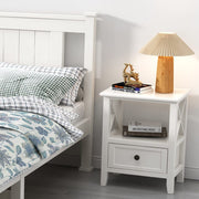 2-tier Bedside Table with Storage Drawer 2 PC Rustic White V264-TAB-710C-WHE-2PC-1