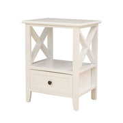 2-tier Bedside Table with Storage Drawer 2 PC Rustic White V264-TAB-710C-WHE-2PC-1