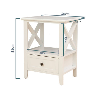 2-tier Bedside Table with Storage Drawer 2 PC Rustic White V264-TAB-710C-WHE-2PC-1