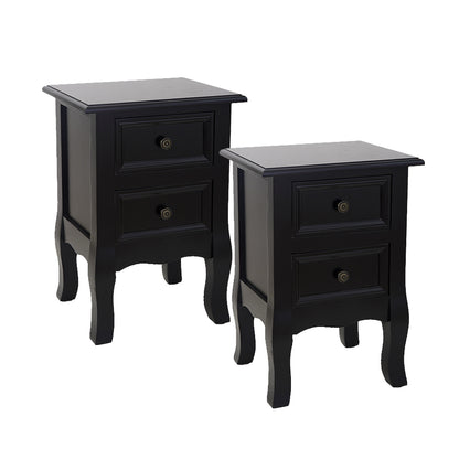 French Bedside Table Nightstand Black Set of 2 V264-TAB-712C-BLK-2PC-1