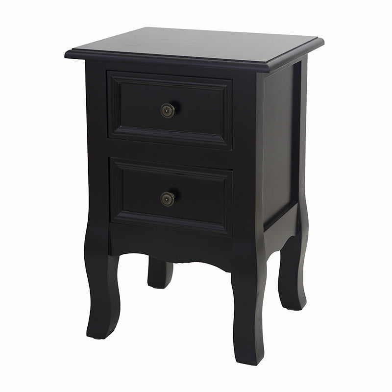French Bedside Table Nightstand Black Set of 2 V264-TAB-712C-BLK-2PC-1