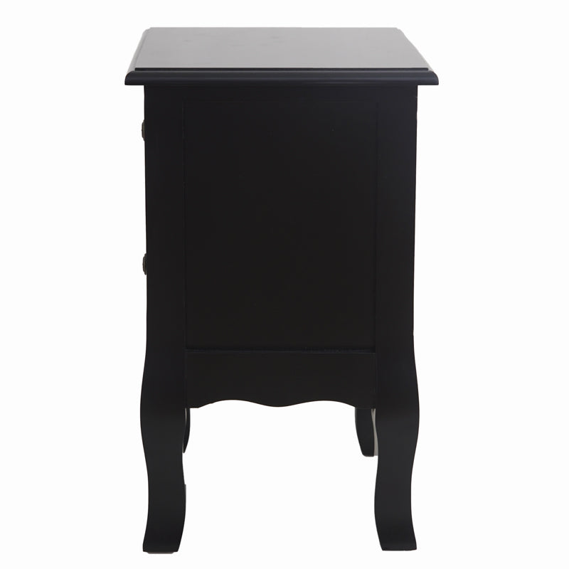 French Bedside Table Nightstand Black Set of 2 V264-TAB-712C-BLK-2PC-1